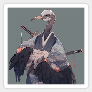 Ostrich Samurai Sticker